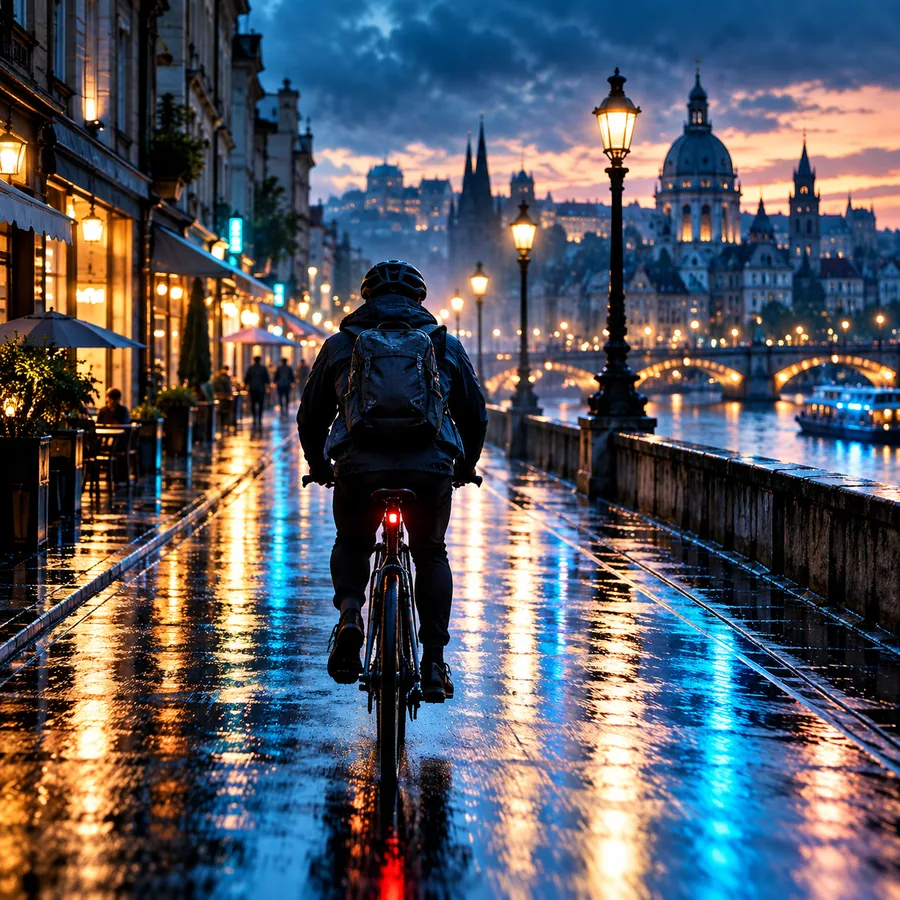 Rainy city video scene