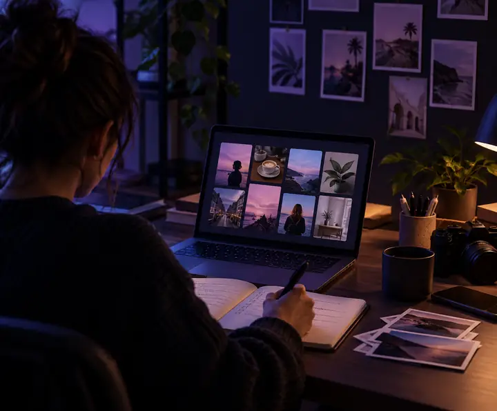 An example image of a creator's content-planning workspace.