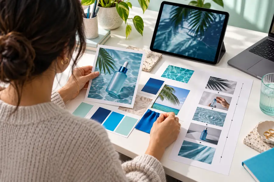 Conceptual image of a creator preparing a social content idea